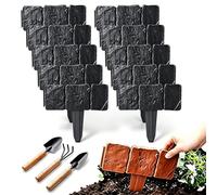 Bordure de Jardin Effet Pierre, Bordure de pelouse emboîtable sans Creuser avec piquets, Bordure Plastique Imitation Pierre Grise pour parterres, allées et aménagement paysager (Black,20 pcs)