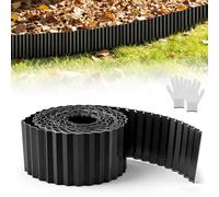 Bordure de Jardin en Acier Galvanisé 10m x 15cm, Lisseur à Gazon Ondulé, Résistant à la Rouille pour Délimitation Moderne de Pelouse et Massifs Couleur Gris foncé