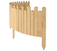 Bordure de Jardin en Bois Clôture d'Extérieur 200 cm x 40 cm Nature Barrières de Jardin Piquets d'ancrage Bordure de Gazon Palissade