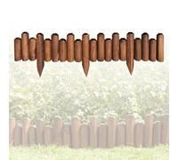 Bordure de jardin en bois marron avec piquets, flexible, pas besoin de creuser, clôture paysagère, facile à couper et à plier 25 x 120 cm pour décoration extérieure
