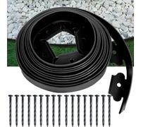 Bordure De Jardin en L, 10 M, avec 30 Piquets De Fixation, IdéAle pour L'Isolation De l'herbe Et des Pierres, Et pour La VéGéTalisation des Jardins Et Parcs (Noir, Hauteur 5 Cm)