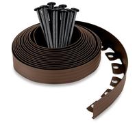 Bordure de Jardin en Plastique 10 mètres avec 30 Piquets d'ancrage - Bordurette de Jardin Flexible - Hauteur 50mm - Utilisation Facile, Marron