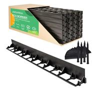 Bordure de Jardin en Plastique 12 mètres avec 50 Piquets d'ancrage - Bordurette de Pelouse Flexible, Utilisation Facile - 12 Bordures de Gazon (Largeur 1 m, Hauteur 78 mm)