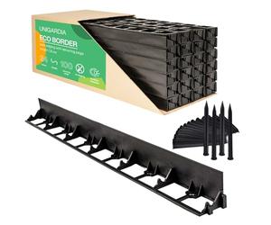 Bordure de Jardin en Plastique 24 mètres avec 100 Piquets d'ancrage - Bordurette de Pelouse Flexible, Utilisation Facile - 24 Bordures de Gazon (Largeur 1 m, Hauteur 78 mm)