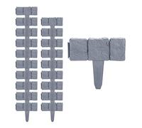 Bordure de Jardin, Lot de 20 éléments, H x P: 10 x 25 cm, en Plastique, Effet pièrre, éléments de Bordure, Couleur Grise