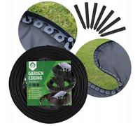 Bordure de jardin noir, de pelouse, matière plastique, RÉSISTANT - 10 m 30 ancres