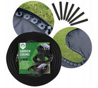 Bordure de jardin noir, de pelouse, matière plastique, RÉSISTANT - 20 m 60 ancres