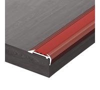 Bordure de nez d'escalier antidérapante rouge de 3 cm, bande en PVC flexible de 84,8 cm en forme de L, protection des marches d'escalier en aluminium, solution de sécurité antidérapante (90 x 3,2 x