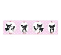 Bordure De Papier Peint Chiots Et Motif À Pois - Rose