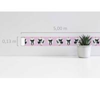 Bordure De Papier Peint Chiots Et Motif À Pois - Rose