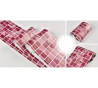 Bordure de papier peint Frise Murale Adhesive Bordure Papier Peint Frise Autocollante pour Cuisine Salle de Bains Chambre Décoration Murale Grille rose 15cm X 1000cm