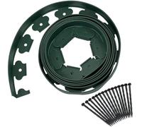 Bordure de pelouse 5 m, clôture, Haies, limites, sans Creuser, for aménagement paysager, Jardin Fleuri, Cour, allée avec piquets pour AméNagement(Green)