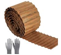 Bordure de pelouse en métal - 10 m x 14,5 cm de haut - En acier Corten - Aspect rouille - Bordure de parterre pour bricolage - Avec 1 paire de gants - Bordure de pelouse en métal galvanisé pour jardin