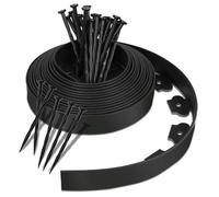 Bordure de pelouse flexible - 40 m - En plastique noir - Avec 120 ancrages au sol - Idéal pour les parterres de fleurs - Barrière de racines et paysages - 5 cm de hauteur - Bordure de jardin durable