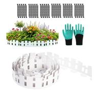Bordure de pelouse flexible en plastique - Longueur : 10 m - Hauteur : 11,5 cm - Avec 60 pointes d'ancrage et 1 paire de gants - Bordure de pelouse sans dig pour parterre de fleurs pour pelouse