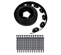 Bordure de pelouse, Idées de clôtures Jardin, Bordure 5 cm x 10 m, 30 piquets, barrière en Pierre Forme L, pelouse paysagère(Black)