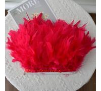 Bordure de Plumes Marabout 2 mètres, Frange de Plumes de Dinde Fluffy 10-15cm, Garniture de Plumes pour Couture, Bricolage, Décoration Mariage, Carnaval, Costumes (Rouge)
