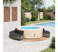 Bordure de spa en polyrotin gris acacia | Housse amovible et lavable, design à lattes, design modulaire, niveau stable