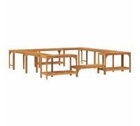 Bordure de spa marron 255 x 255 x 55,5 cm en bois massif d'acacia | Kit complet, résistant aux intempéries, design moderne, montage facile avec tournevis