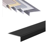 Bordure d'escalier antidérapante en aluminium - 91,4 cm - Étanche - En forme de L - Bande de bordure d'escalier durable pour des marches sûres - Couleur noire - Installation facile