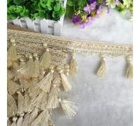 Bordure élégante en dentelle à franges for rideaux, 12 mètres, for travaux manuels, nappes et abat-jours, garniture en polyester durable(Beige)