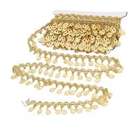 Bordure en dentelle à coudre, Garniture en dentelle dorée à paillettes de 10 Yards, frange pompon perlée embellissant le bord la garniture, ruban broderie