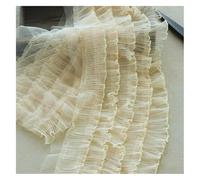 Bordure en dentelle à coudre, Garniture en dentelle plissée à volants, accessoires de bricolage tissu élargi 5 couches plissé 3D(Apricot)