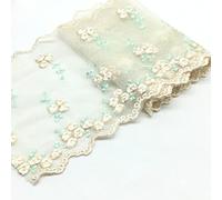 Bordure en dentelle, Bordures en dentelle florale, tissu en maille de 5,5 po 1 yard, dentelle de fleurs brodées élégantes for l'artisanat de bricolage, la couture de vêtements(Beige)