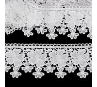 Bordure en Dentelle Fleurie de 3 mètre de Long Bordure en Dentelle Perlée de Perles en Forme de Fleur de 3.34(5) cm Ruban Blanc Vintage Brodé à Bord Festonné pour la Confection de Bijoux de Mariage