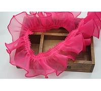 Bordure en dentelle guipure à volants vintage de 30 mètres, ourlet en tissu plissé, largeur 3.1-rose