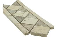 Bordure en mosaïque travertin Classique Mixte - 10,5x29 cm, pour décoration intérieure et extérieure