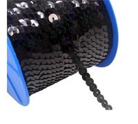 Bordure en Sequins Paillettes dorées rondes et plates en PET, 10 yards, 6mm, for artisanat, couture sur tissu, accessoire de garniture à paillettes, Scrapbooking, bricolage(Black)