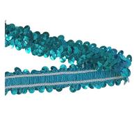 Bordure en Sequins Ruban de dentelle à paillettes 2 Yards, élasticité 2cm, for vêtements danse, rideau, artisanat, couture, décor, accessoires bricolage(Lake Blue)