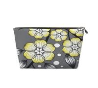 Bordure Enneigée Fleur Étoile Grise Et Jaune, Trousse de Maquillage Trousse à cosmétiques Trousse de Toilette de Voyage Portable Pochette de Toilette