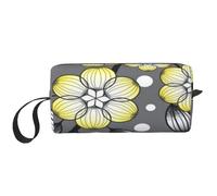 Bordure Enneigée Fleur Étoile Grise Et Jaune, Trousse de Maquillage Trousse à cosmétiques Trousse de Toilette de Voyage Portable Pochette de Maquillage