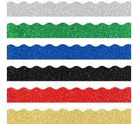 Bordure festonnée à paillettes brillantes pour tableau d'affichage, tableau noir, rentrée scolaire, décoration de salle de classe (multicolore)