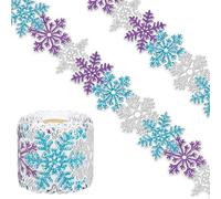 Bordure festonnée en forme de flocon de neige - 10 m - Autocollant - Pour salle de classe - Thème hiver