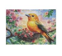 Bordure Fleurie Oiseau Jaune 300 Pieces Casse-tête Expert Confirmé en Carton sans Déformation Très Difficile Niveau Expert Jeu De Société Collection Cadeau Premium 300 PCS/40x28cm