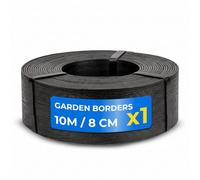 Bordure Flexible en Plastique DOJA Barcelona - 8cm x 10m - Noir, Flexibilité, Bordure de Jardin, Facile à Couper, Rouleau Jardin Exterieur Pratique, Imitation Bois, Idéale pour Pelouse