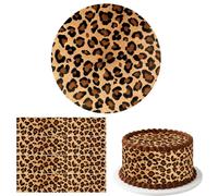 Bordure Gateau Comestibles Motif Léopard, Décor Gâteau Comestible Léopard | Grande Décoration pour Bord de Gâteau sur le Thème des Animaux, Décor Personnalisé pour Gâteau et Ruban Décoratif