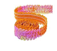 Bordure métallique brillante, Garniture en dentelle à paillettes multicolore, 30mm x 2-10m, élastique for la couture de rideaux robe(Color 14,30mm-5Meters)