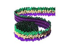 Bordure métallique brillante, Garniture en dentelle à paillettes multicolore, 30mm x 2-10m, élastique for la couture de rideaux robe(Color 23,30mm-2Meters)