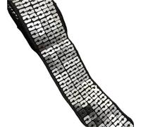 Bordure plate à paillettes, Rubans multicolores de dentelle d'équilibre paillettes 25mm par 5 yards for la décoration métier(1 Black Silver)