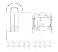 Bordure Potager, clôture Jardin 10 éléments, en métal, à Planter dans Le Sol, H x L : 62 x 488 cm, Vert