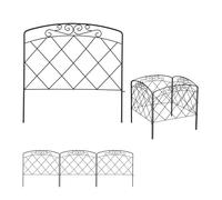 Bordure potager, clôture jardin 12 éléments, métal, design antique, H x L : 41,5 x 735 cm, noir