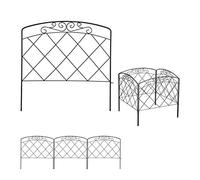 Bordure potager, clôture jardin 12 éléments, métal, design antique, H x L : 41,5 x 735 cm, noir