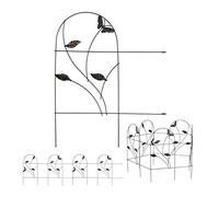 Bordure Potager, clôture Jardin 20 éléments, métal, Design Papillon, H x L : 46 x 1000 cm, Noir