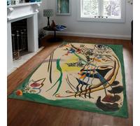 Bordure Verte sur crème Salon Tapis 200x300cm Abstrait Line Art pour Chambre à Coucher Formes colorées Modernes Non délestructeur Style géométrique Doux Facile Nettoyer