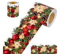 Bordures Pour Le Tableau D'affichage De Noël, Bords Pour Le Tableau D'affichage De Noël,Ornement De Assiette Pommes De Pin Messe De Noël Vaan Aiguilles De Pin Papier Autocollant - Crafting Sticker