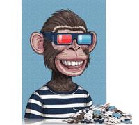 Bored Ape 3D Glasses Puzzle 1000 Pièces Educa Jouet en Bois Cadeau Unique De l'art De La Décoration Jeu Éducatif Challenge Toy pour Adultes Et Enfants À Partir De 12 Ans 1000pcs (75x50cm)